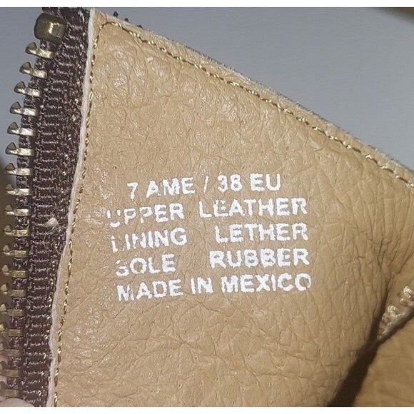 Ladies 7 Musse & Cloud Anthropologie Tan Leather Western Double Zip Ankle Boots - Picture 6 of 8